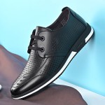 Men Cowhide Leather Breathable Soft Bottom Slip On Comfy Casual Business Shoes