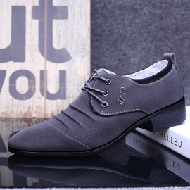 Men Canvas Breathable Non Slip Pointy Toe Brief Business Casual Shoes