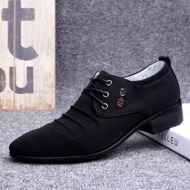 Men Canvas Breathable Non Slip Pointy Toe Brief Business Casual Shoes