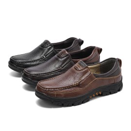 Men Microfiber Leather Breathable Soft Sole Non Slip Comfy Slip On Casual Shoes