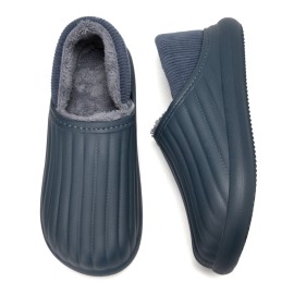 Men Pure Color Round Head Soft Plush Warm Thick-soled Non-slip With Heel Home Cotton Slippers