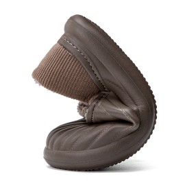 Men Pure Color Round Head Soft Plush Warm Thick-soled Non-slip With Heel Home Cotton Slippers