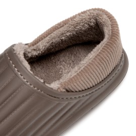 Men Pure Color Round Head Soft Plush Warm Thick-soled Non-slip With Heel Home Cotton Slippers