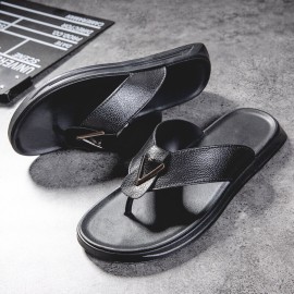 Men Breathable Non Slip Comfy Cliped Flip Flops Casual Beach Slippers