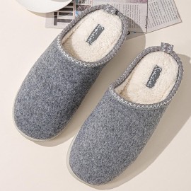 Men Soft Sole Round Head Slip Resistant Thicken Warm Home Winter Slippers