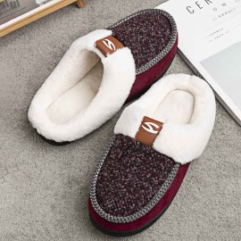 Men Lamb Wool Soft Sole Non-slip Plus Velvet Thicken Winter Warm Home Cotton Slippers