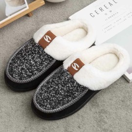 Men Lamb Wool Soft Sole Non-slip Plus Velvet Thicken Winter Warm Home Cotton Slippers