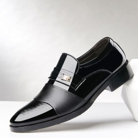 Men Leather Comfy Soft Sole Pointy Toe Slip On Dress Casual Business Shoes