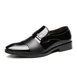 Men Leather Comfy Soft Sole Pointy Toe Slip On Dress Casual Business Shoes