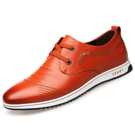 Men Pure Color Leather Non Slip Soft Casual Business Oxfords