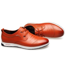 Men Pure Color Leather Non Slip Soft Casual Business Oxfords