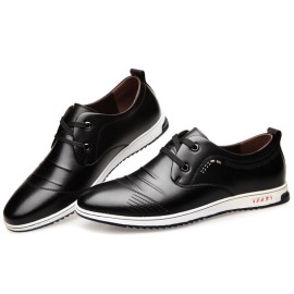 Men Pure Color Leather Non Slip Soft Casual Business Oxfords