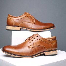 Large Size Men Vintage Genuiner Cow Leather Lace Up Businees Formal Shoes