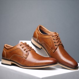 Large Size Men Vintage Genuiner Cow Leather Lace Up Businees Formal Shoes