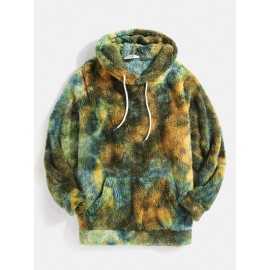 Tie Dye Fluffy Fleece Long Sleeve Kangaroo Pocket Hoodies