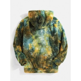 Tie Dye Fluffy Fleece Long Sleeve Kangaroo Pocket Hoodies