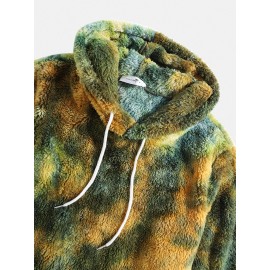 Tie Dye Fluffy Fleece Long Sleeve Kangaroo Pocket Hoodies