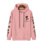 Mens Rose Printed Drawstring Retro Hoodies with Front Pocket