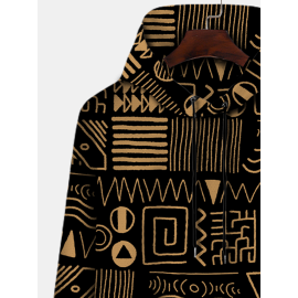 Mens Tribal Printed Kangaroo Pocket Long Sleeve Casual Hoodies