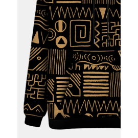 Mens Tribal Printed Kangaroo Pocket Long Sleeve Casual Hoodies