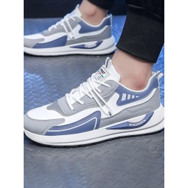 Colorblock Letter Lapel Design Lace Up Front Sports Shoes