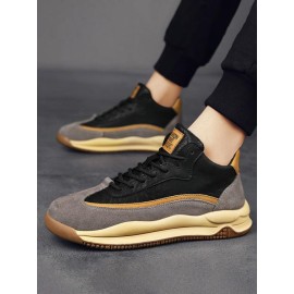 Letter Patched Colorblock Lace Up Sports Skate Shoes