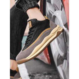 Letter Patched Colorblock Lace Up Sports Skate Shoes