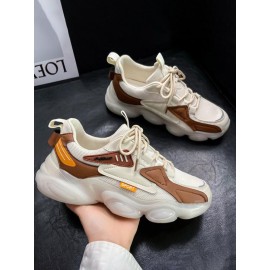 Breathable Mesh Insert Jelly Sole Chunky Sneakers