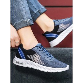 Letter Lace Up Stretch Knit Stitching Sports Shoes