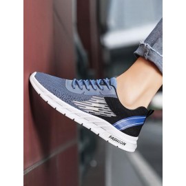 Letter Lace Up Stretch Knit Stitching Sports Shoes