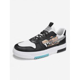 Letter Contrast Lace Up Skate Shoes