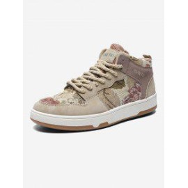 Mid Top Patterned Lace Up Skate Shoes