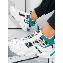 High Top Letter Printed Lace Up Chunky Sports Sneakers